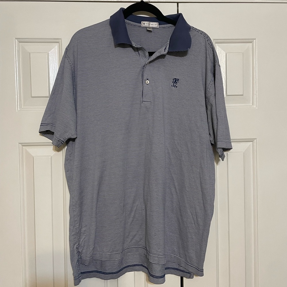 Peter Millar Blue Polo Shirt with Classic Design and Soft Fabric